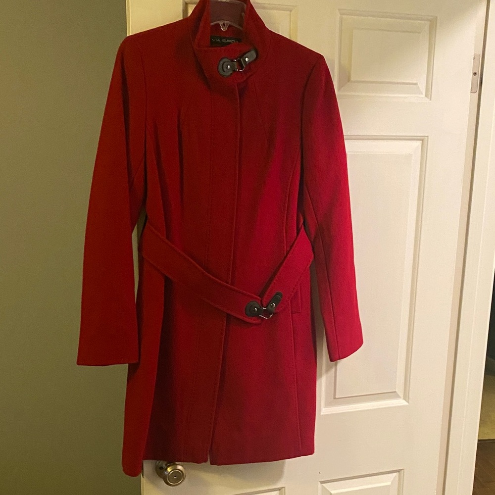 Via Spiga Vibrant Red Trench Coat